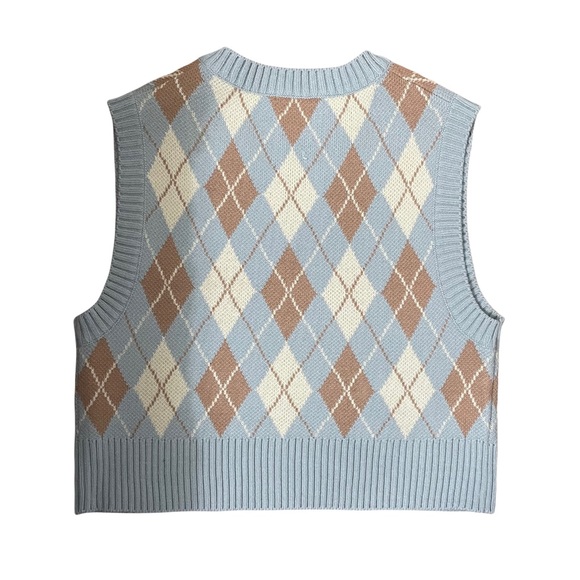 Oak + Fort Argyle V-Neck Sweater Vest - Picture 3 of 3